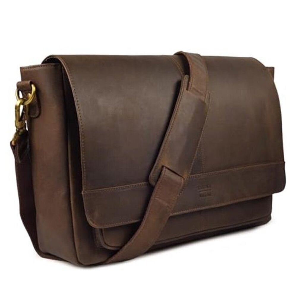 Handmade Leather Messenger Bag 15.5" Satchel for Men